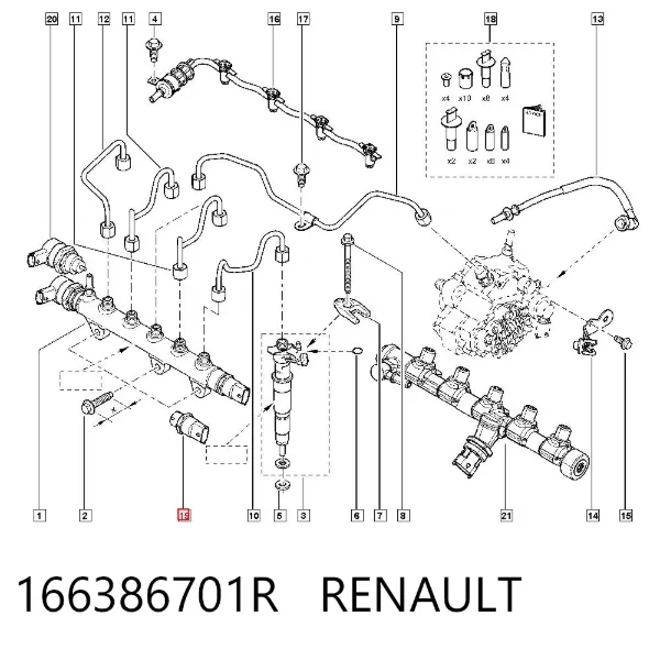 Sensor de pressão de combustível 166386701R Renault (RVI)