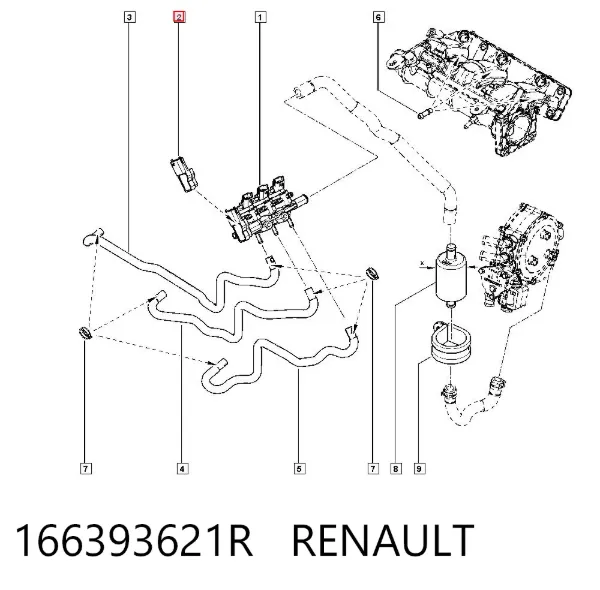 Sensor de pressão no coletor de admissão, MAP 166393621R Renault (RVI)