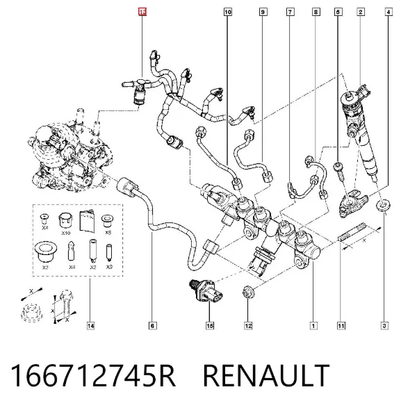 Tubo de combustível, inverso desde os injetores 166712745R Renault (RVI)