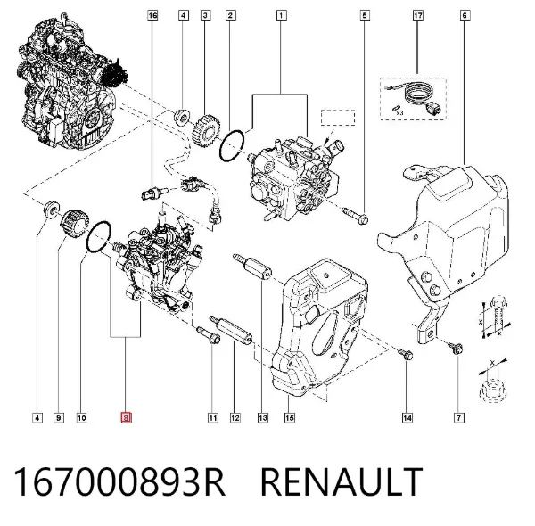 Bomba de combustível de pressão alta 167000893R Renault (RVI)