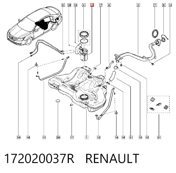 Módulo de bomba de combustível com sensor do nível de combustível 172020037R Renault (RVI)