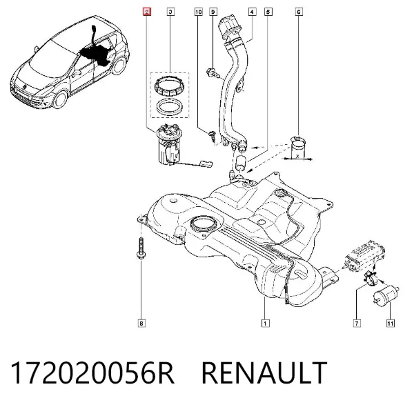 Módulo de bomba de combustível com sensor do nível de combustível 172020056R Renault (RVI)