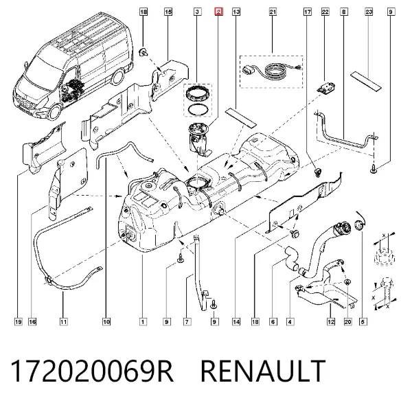 Sensor do nível de combustível no tanque 172020069R Renault (RVI)
