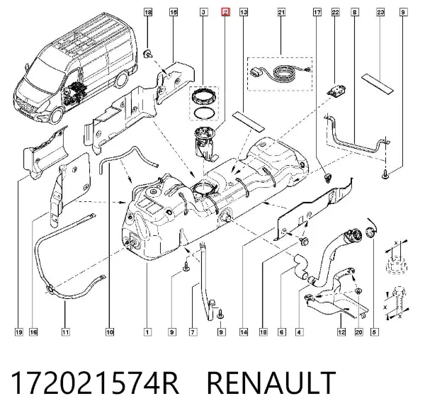 Módulo de bomba de combustível com sensor do nível de combustível 172021574R Renault (RVI)