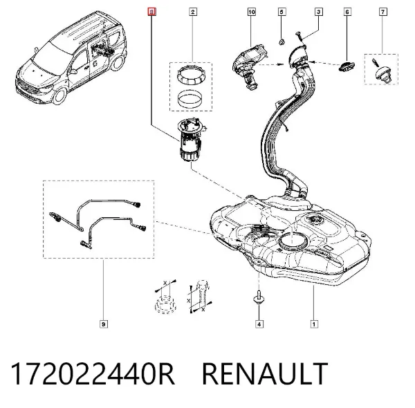 Módulo de bomba de combustível com sensor do nível de combustível 172022440R Renault (RVI)
