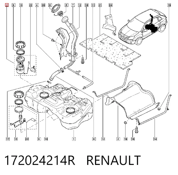 Módulo de bomba de combustível com sensor do nível de combustível 172024214R Renault (RVI)