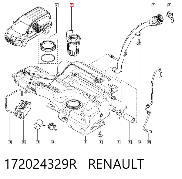 Módulo de bomba de combustível com sensor do nível de combustível 172024329R Renault (RVI)