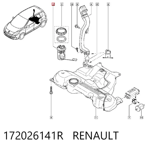 Módulo de bomba de combustível com sensor do nível de combustível 172026141R Renault (RVI)