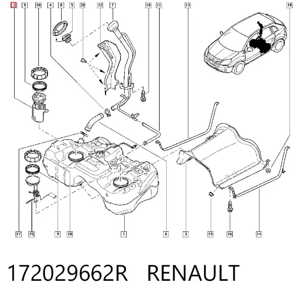 Módulo de bomba de combustível com sensor do nível de combustível 172029662R Renault (RVI)