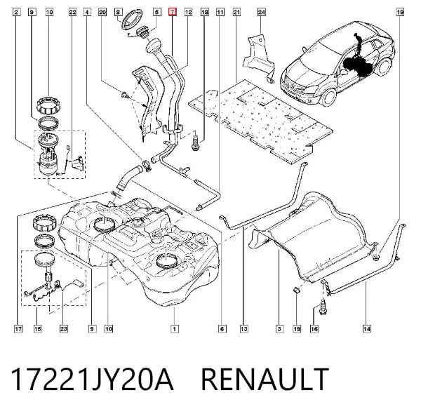 Gargalo de enchimento do tanque de combustível 17221JY20A Renault (RVI)