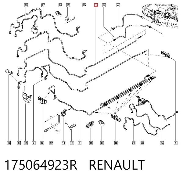 Tubo de combustível, desde o tanque até o filtro de combustível 175064923R Renault (RVI)