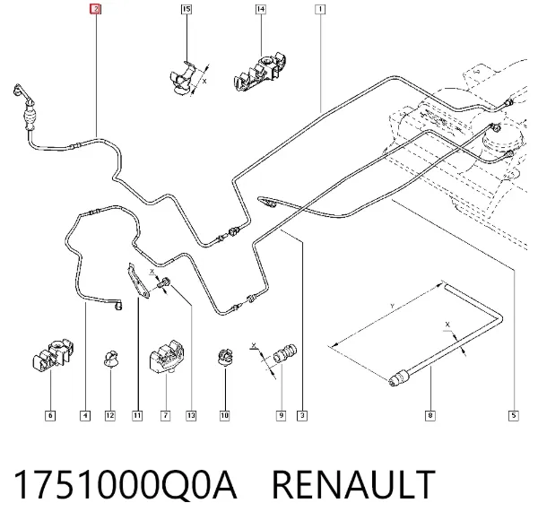 Tubo de combustível, desde o tanque até o filtro de combustível 1751000Q0A Renault (RVI)