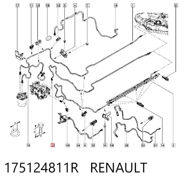 Tubo de combustível inverso desde o filtro até o tanque 175124811R Renault (RVI)