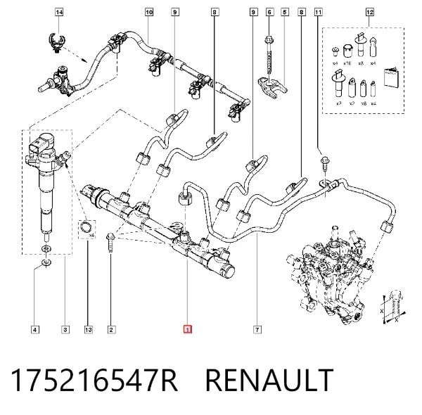 Distribuidor de combustível (rampa) 175216547R Renault (RVI)