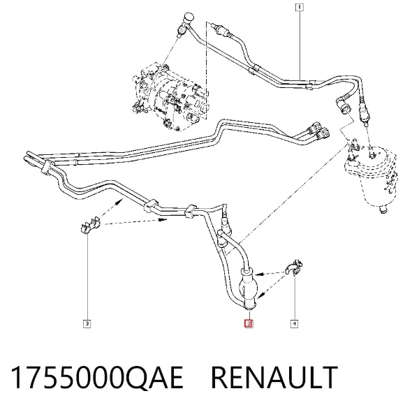 Tubo de combustível, desde o tanque até o filtro de combustível 1755000QAE Renault (RVI)