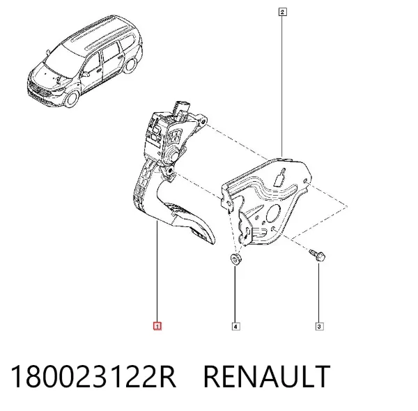 Pedal de gás (de acelerador) 180023122R Renault (RVI)