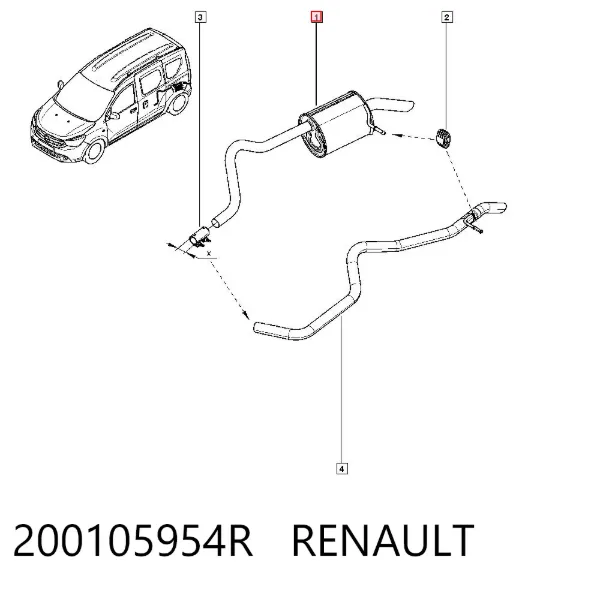 Silenciador, parte traseira Renault DOKKER FE