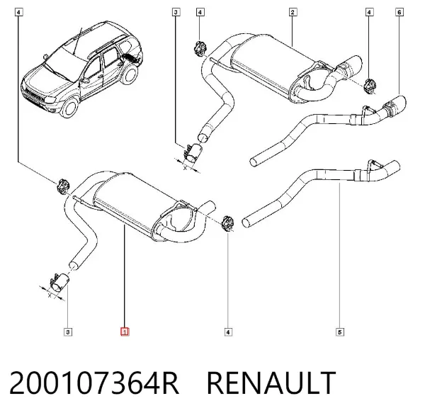Silenciador, parte traseira 200107364R Renault (RVI)