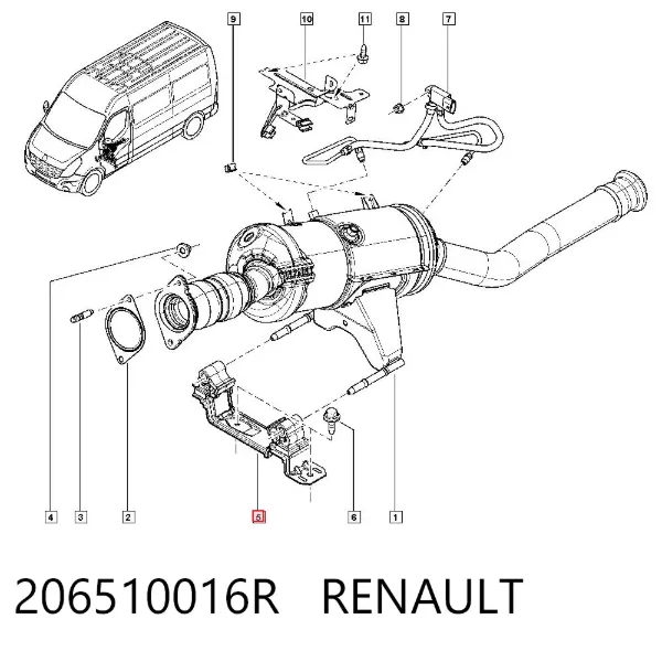 Consola de tubo de admissão do silenciador 206510016R Renault (RVI)