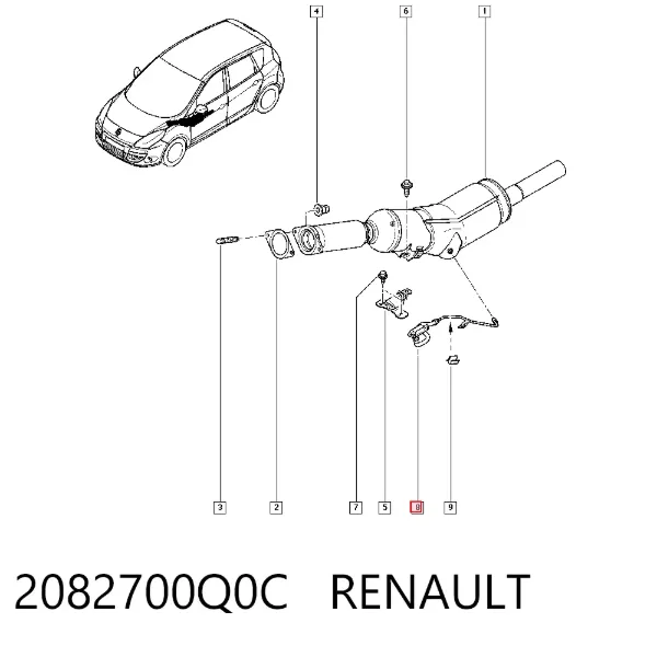 Sensor de pressão dos gases de escape 2082700Q0C Renault (RVI)