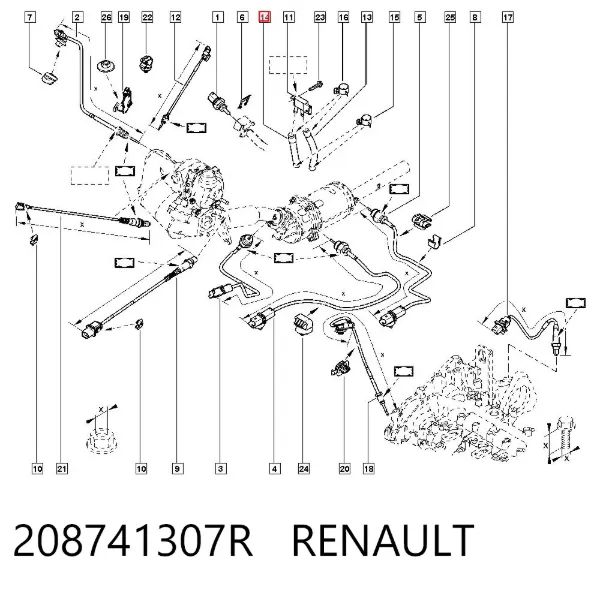 Tubo de sensor de pressão dos gases de escape 208741307R Renault (RVI)