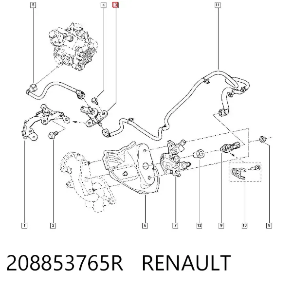 Válvula de adsorvedor dos vapores de combustível 208853765R Renault (RVI)