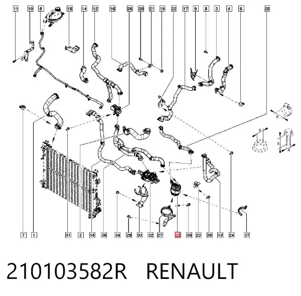 Bomba de água (bomba) de esfriamento, adicional elétrica 210103582R Renault (RVI)