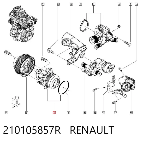 Bomba de água (bomba) de esfriamento 210105857R Renault (RVI)