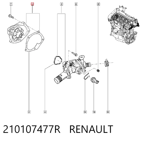 Bomba de água (bomba) de esfriamento 210107477R Renault (RVI)