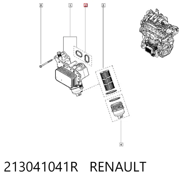 Vedante de adaptador do filtro de óleo 213041041R Renault (RVI)