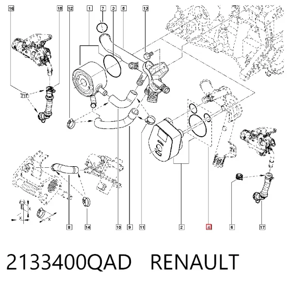 Vedante do radiador de óleo 2133400QAD Renault (RVI)