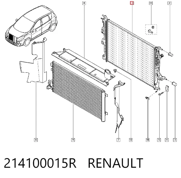 Radiador de esfriamento de motor 214100015R Renault (RVI)