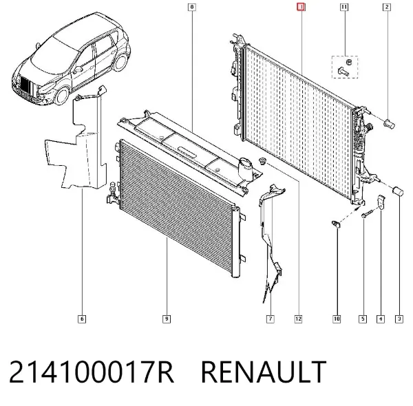 Radiador de esfriamento de motor 214100017R Renault (RVI)