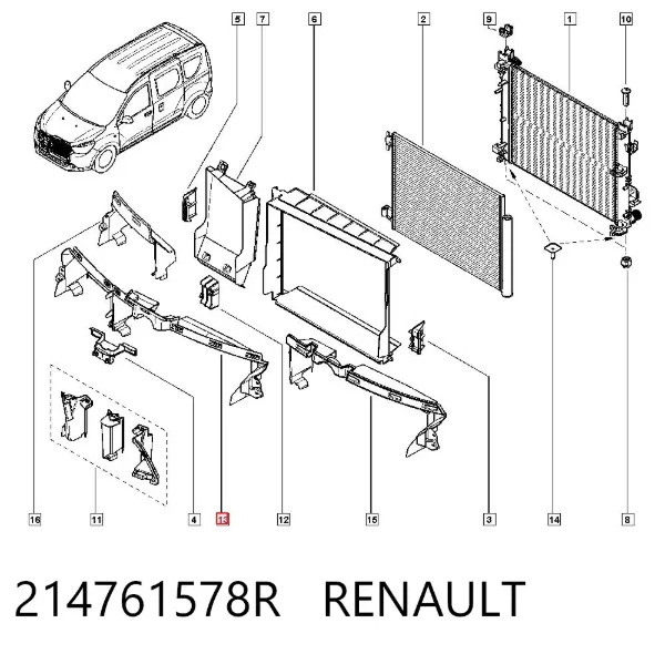 Conduto de ar/defletor do radiador, superior 214761578R Renault (RVI)