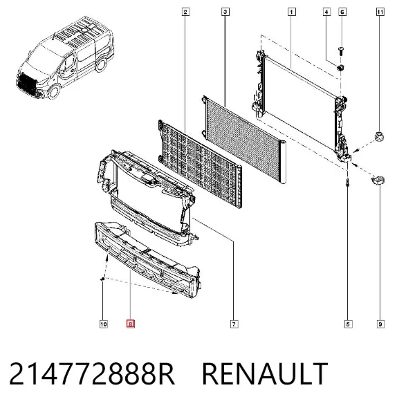 Difusor de intercooler 214772888R Renault (RVI)