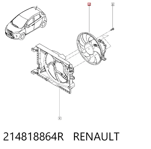 Ventilador elétrico de esfriamento montado (motor + roda de aletas) 214818864R Renault (RVI)