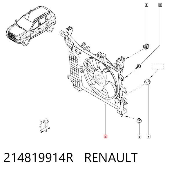 Difusor do radiador de esfriamento, montado com motor e roda de aletas 214819914R Renault (RVI)