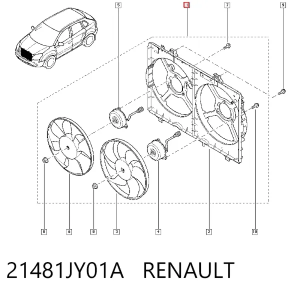 Ventilador elétrico de esfriamento montado (motor + roda de aletas) Renault Koleos HY0