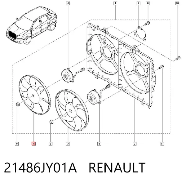 Motor de ventilador do sistema de esfriamento 21486JY01A Renault (RVI)