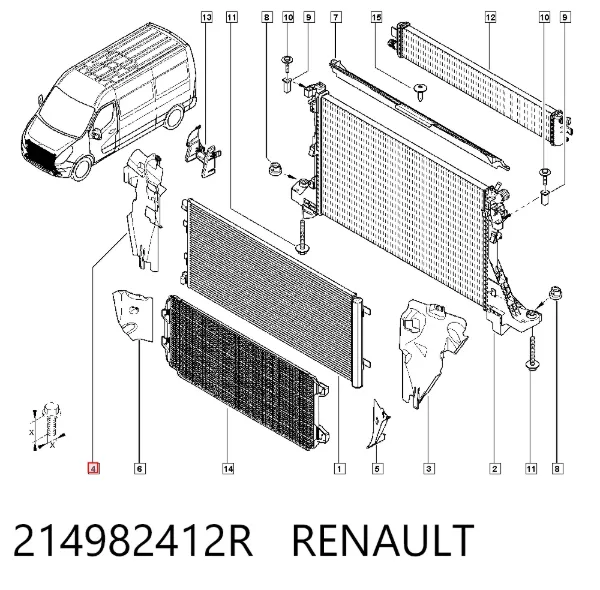 Conduto de ar (defletor) direito do radiador 214982412R Renault (RVI)