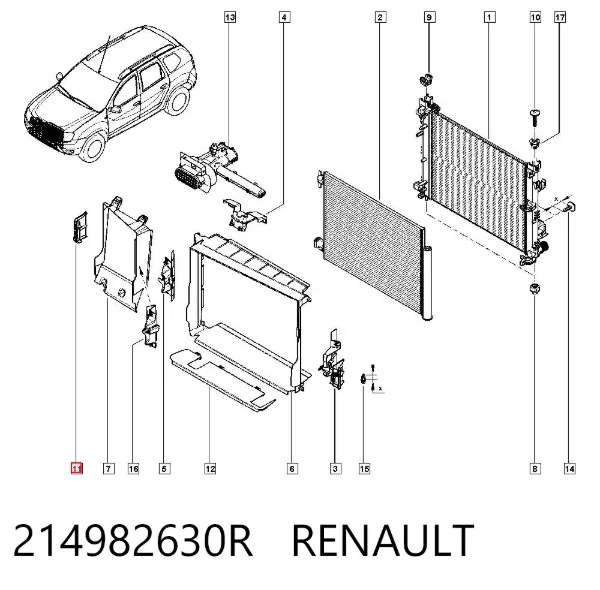 Conduto de ar (defletor) direito do radiador 214982630R Renault (RVI)