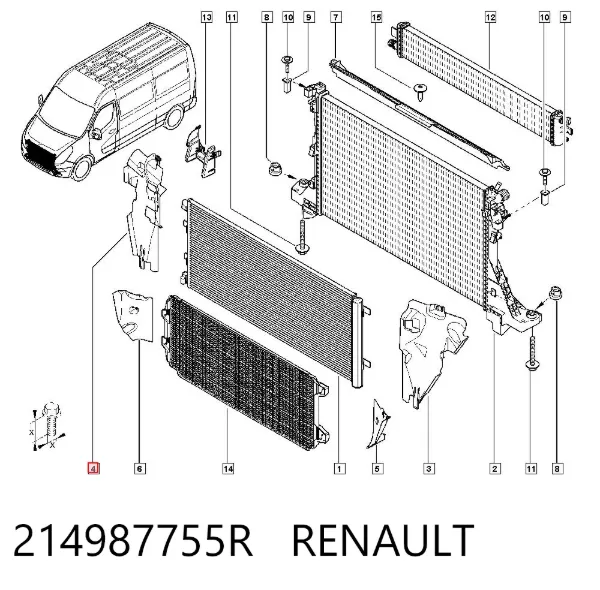 Conduto de ar (defletor) direito do radiador 214987755R Renault (RVI)