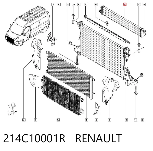 Radiador de esfriamento de motor adicional 214C10001R Renault (RVI)