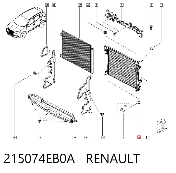 Consola (coxim de fixação) inferior do radiador 215074EB0A Renault (RVI)
