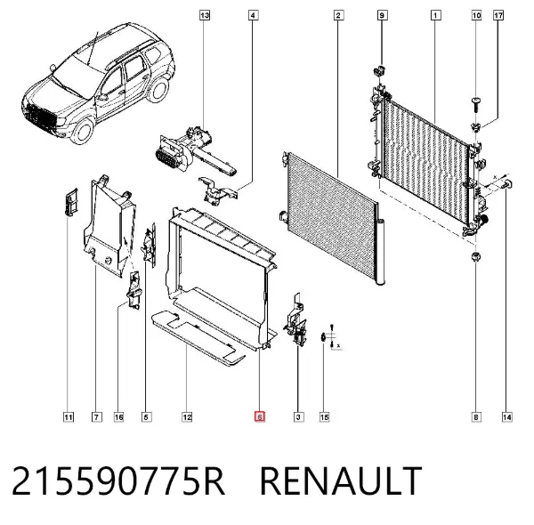 Conduto de ar (defletor) do radiador 215590775R Nissan/Infiniti