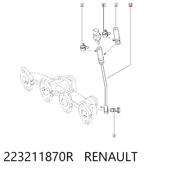 Tubo de sensor de pressão dos gases de escape 223211870R Renault (RVI)