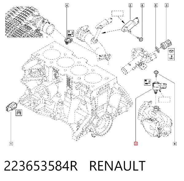 Sensor de pressão no coletor de admissão, MAP 223653584R Renault (RVI)