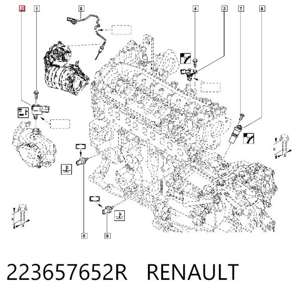 Sensor de pressão no coletor de admissão, MAP 223657652R Renault (RVI)