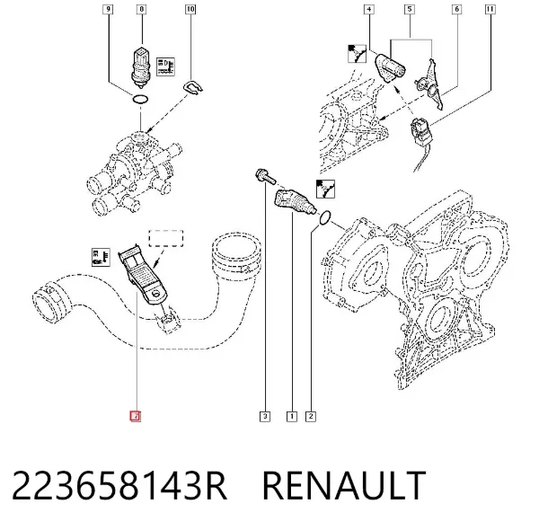 Sensor de pressão no coletor de admissão, MAP 223658143R Renault (RVI)