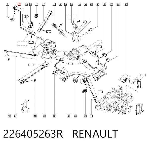 Sensor de temperatura dos gases de escape (GE), até o catalisador 226405263R Renault (RVI)